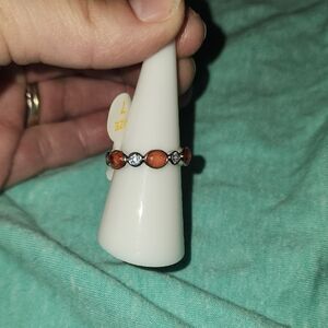 Natural Fusion Sunrise Orange Quartz Rhodium Plating Size 7 Fp 45